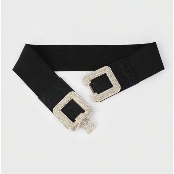 Chic Gold Buckle Diamond Stretch Belt - Picture 2 of 2